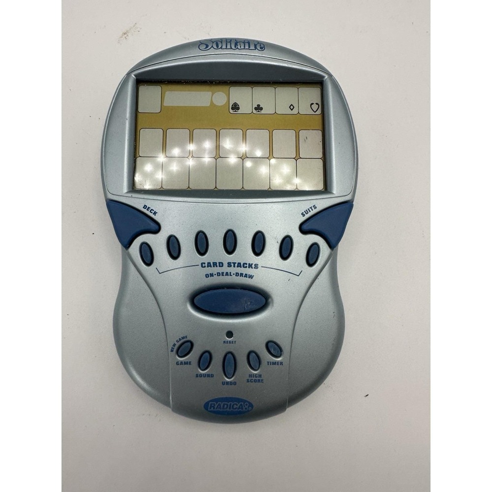 RADICA Solitaire Big Screen Handheld Game Vtg 2000 TESTED & WORKS!